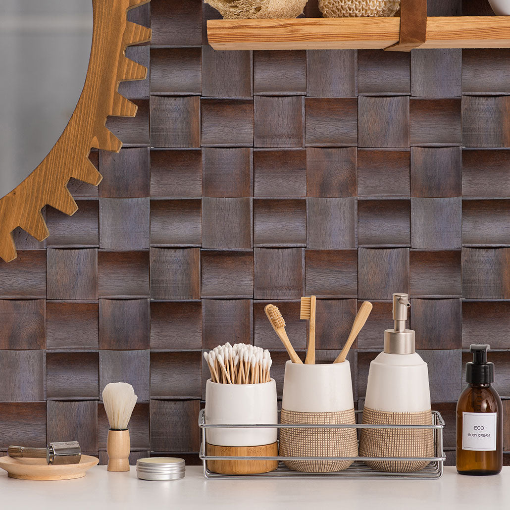 Panneau Mosaïque en Bois | Merbau XL | 30×60 cm | Carrelage en Bois