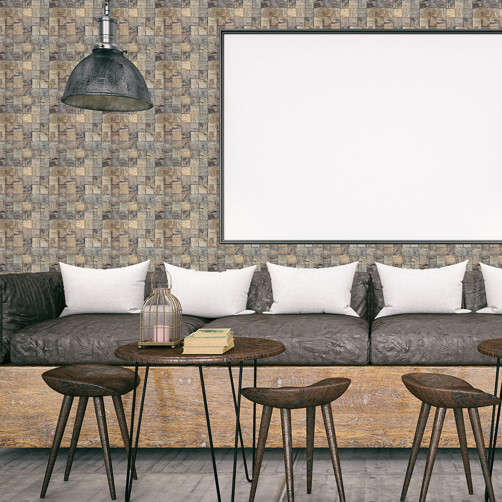 Panneau Mosaïque en Bois | Marine Shipwood | 30×30 cm | Carrelage en Bois