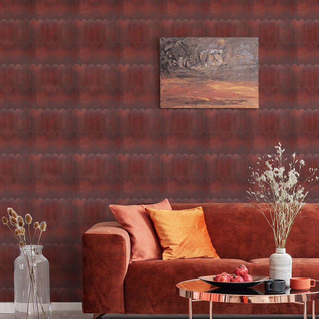 Panneau Mosaïque Autocollant | Arc Bordeaux | 28,8×29,8 cm | Métal