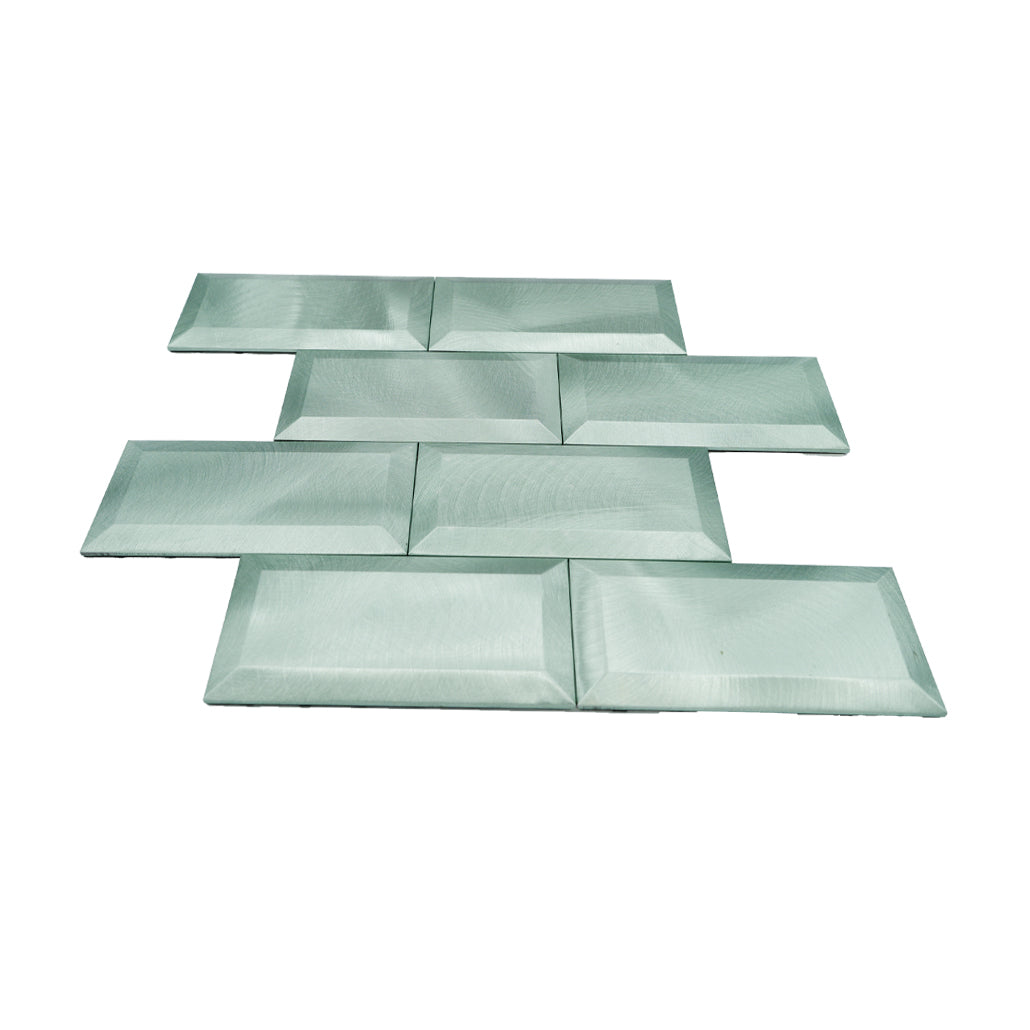 Panneau Mosaïque Autocollant | Métro 3D Vert pastel | 30,5×30,5 cm | Métal