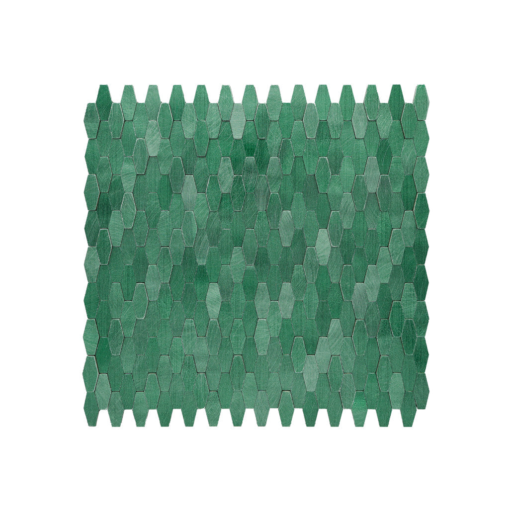 Panneau Mosaïque Autocollant | Picket 3D Vert foncé | 31×30 cm | Métal