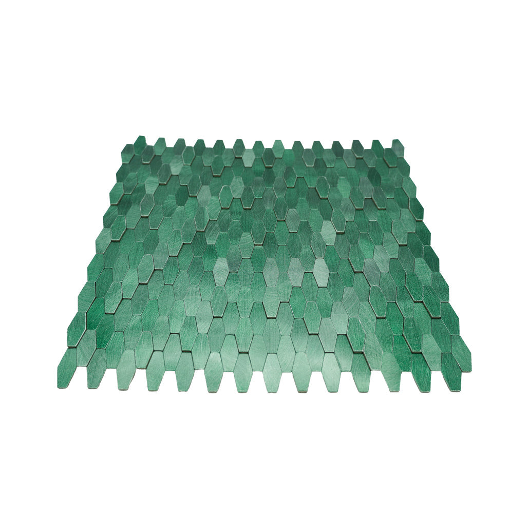 Panneau Mosaïque Autocollant | Picket 3D Vert foncé | 31×30 cm | Métal