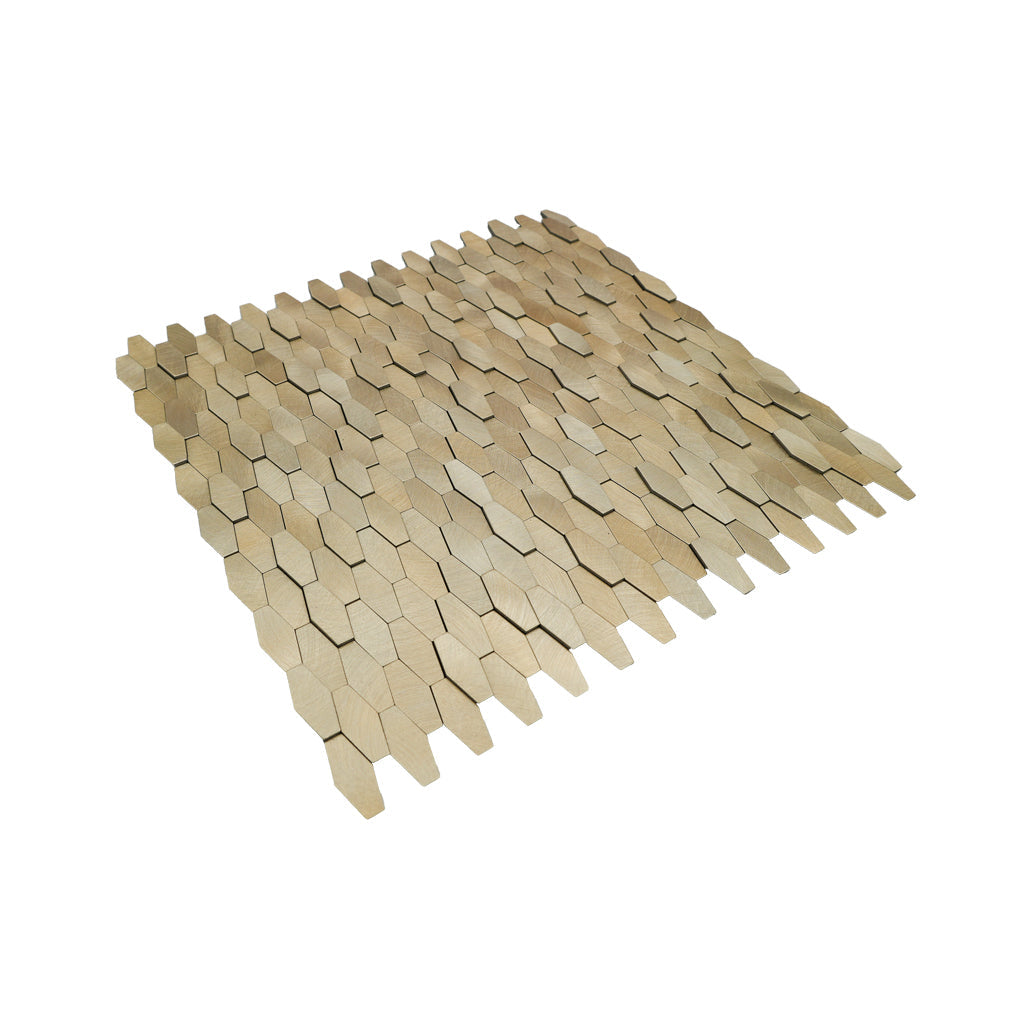 Panneau Mosaïque Autocollant | Picket 3D Or | 31×30 cm | Métal