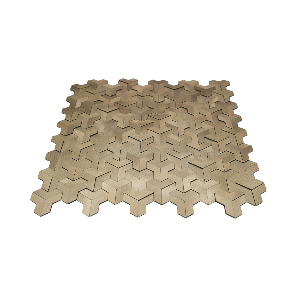 Panneau Mosaïque Autocollant | Trifold 3D Or | 30,3×28 cm | Métal