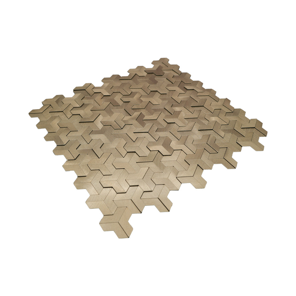 Panneau Mosaïque Autocollant | Trifold 3D Or | 30,3×28 cm | Métal