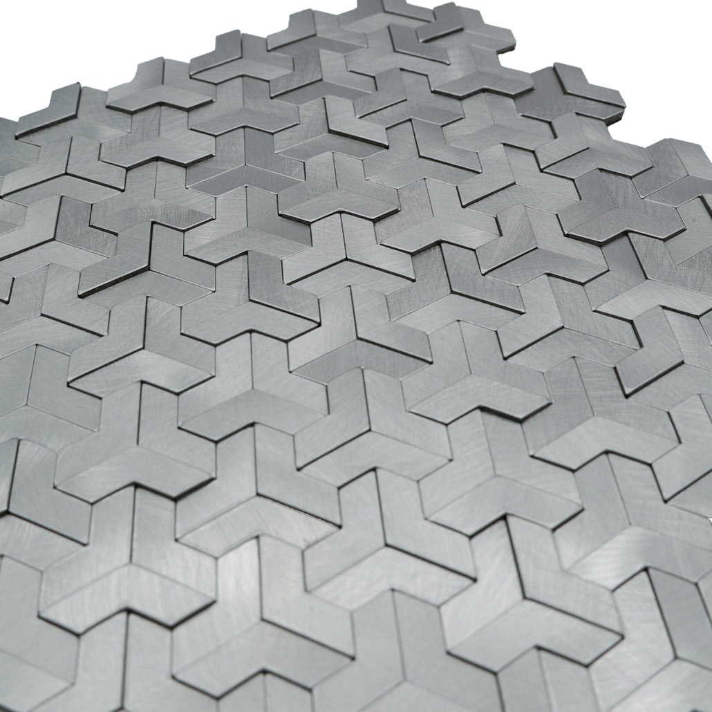 Crédence adhésive | Trifold 3D Argent | 30,3×28 cm