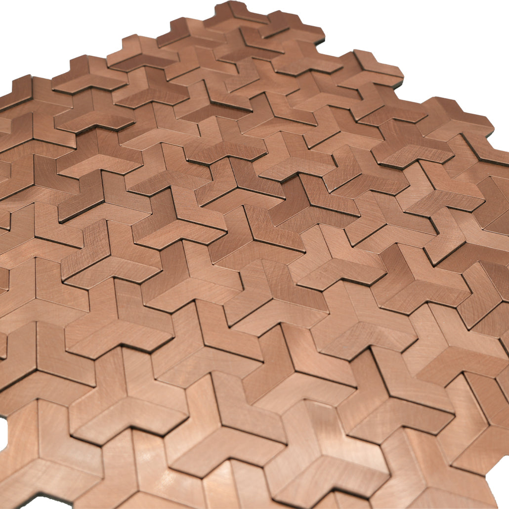 Panneau Mosaïque Autocollant | Trifold 3D Cuivre | 30,3×28 cm | Métal