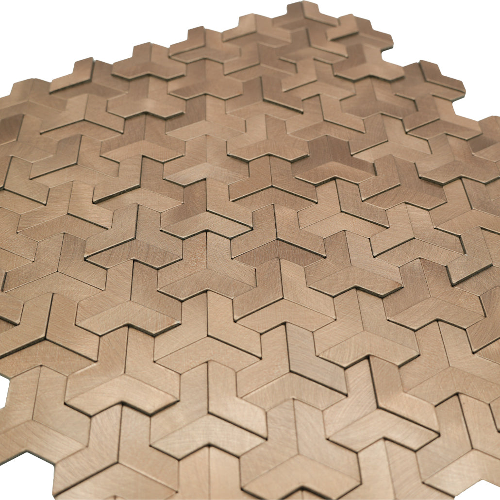 Panneau Mosaïque Autocollant | Trifold 3D Naturel | 30,3×28 cm | Métal