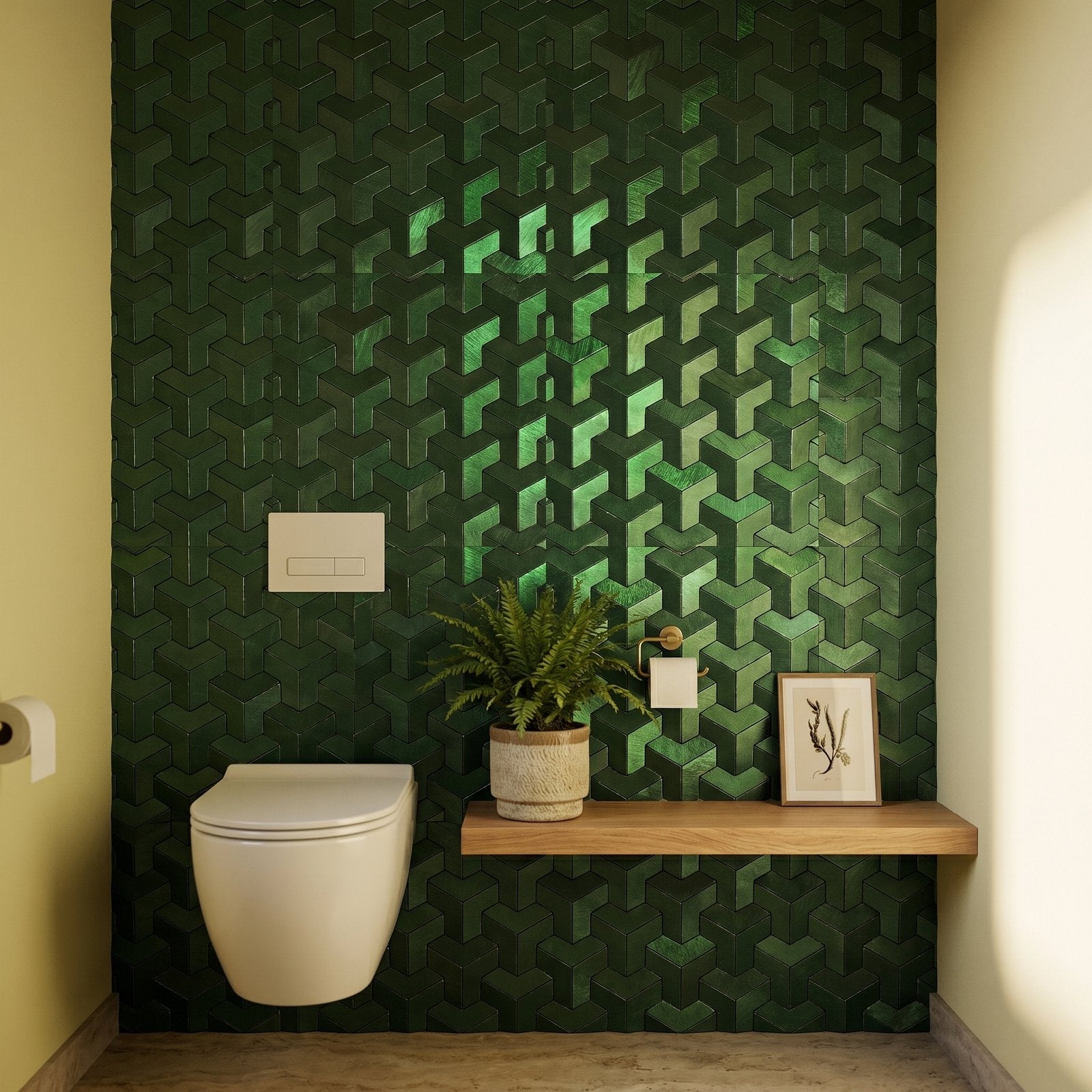 Crédence adhésive | Trifold 3D Vert foncé | 30,3×28 cm