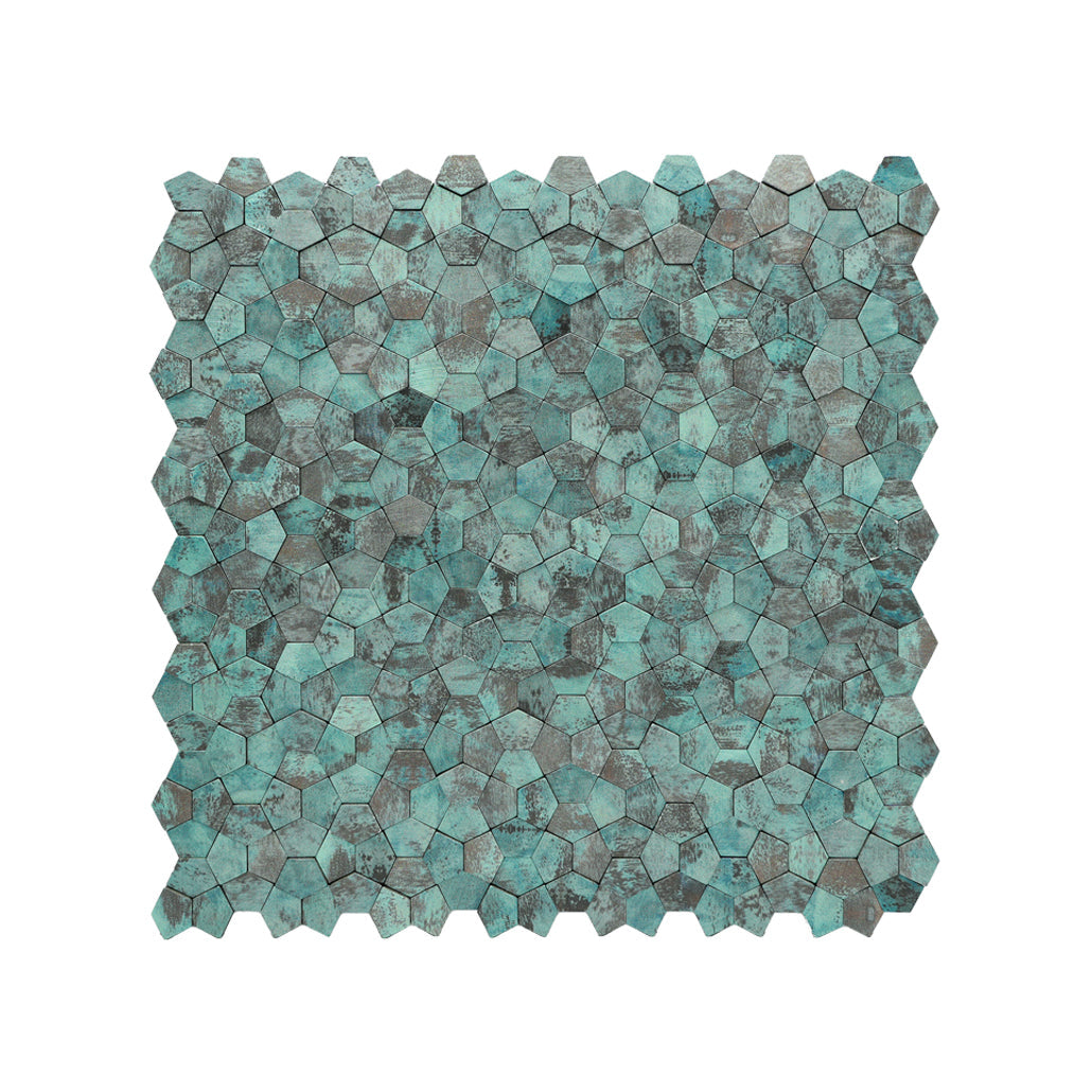 Crédence adhésive | Pentagone 3D Cuivre patiné | 28,2×28,2 cm