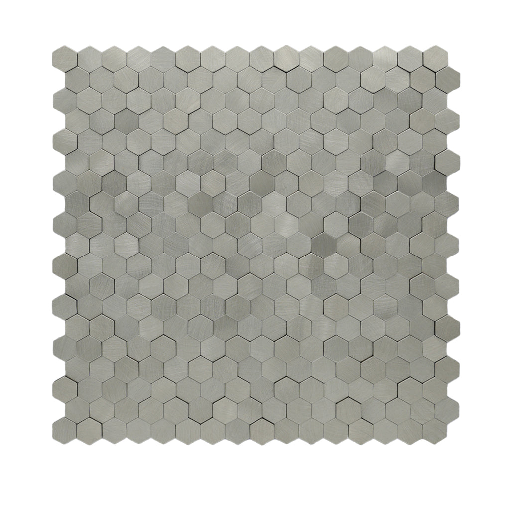 Crédence adhésive | Mini Hexagone 3D Argent | 29,8×30,7 cm