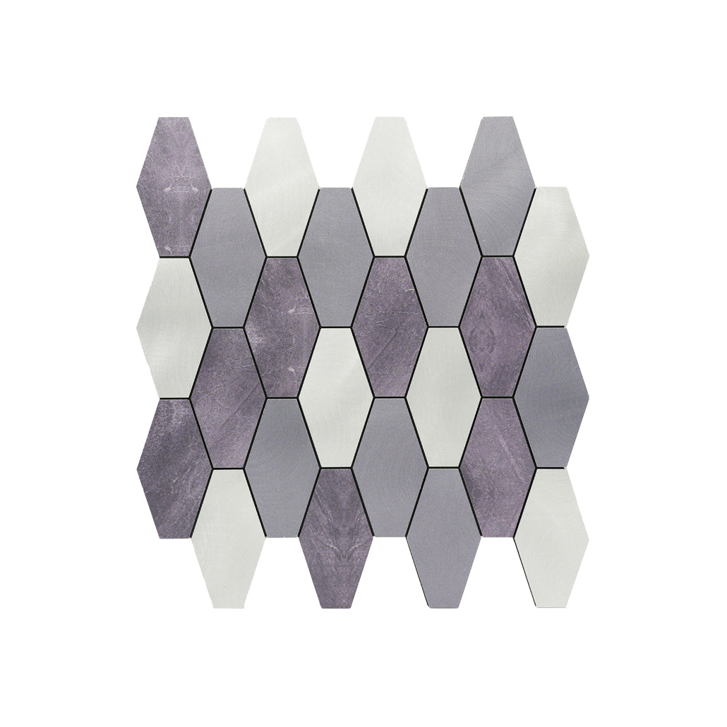 Panneau Mosaïque Autocollant | Picket Mauve | 30×30 cm | Métal
