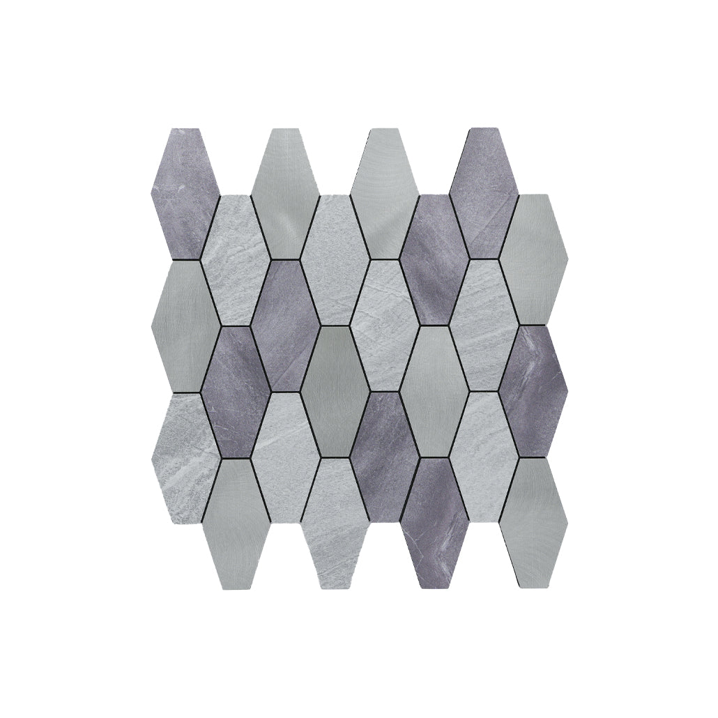 Panneau Mosaïque Autocollant | Picket Gris | 30×30 cm | Métal