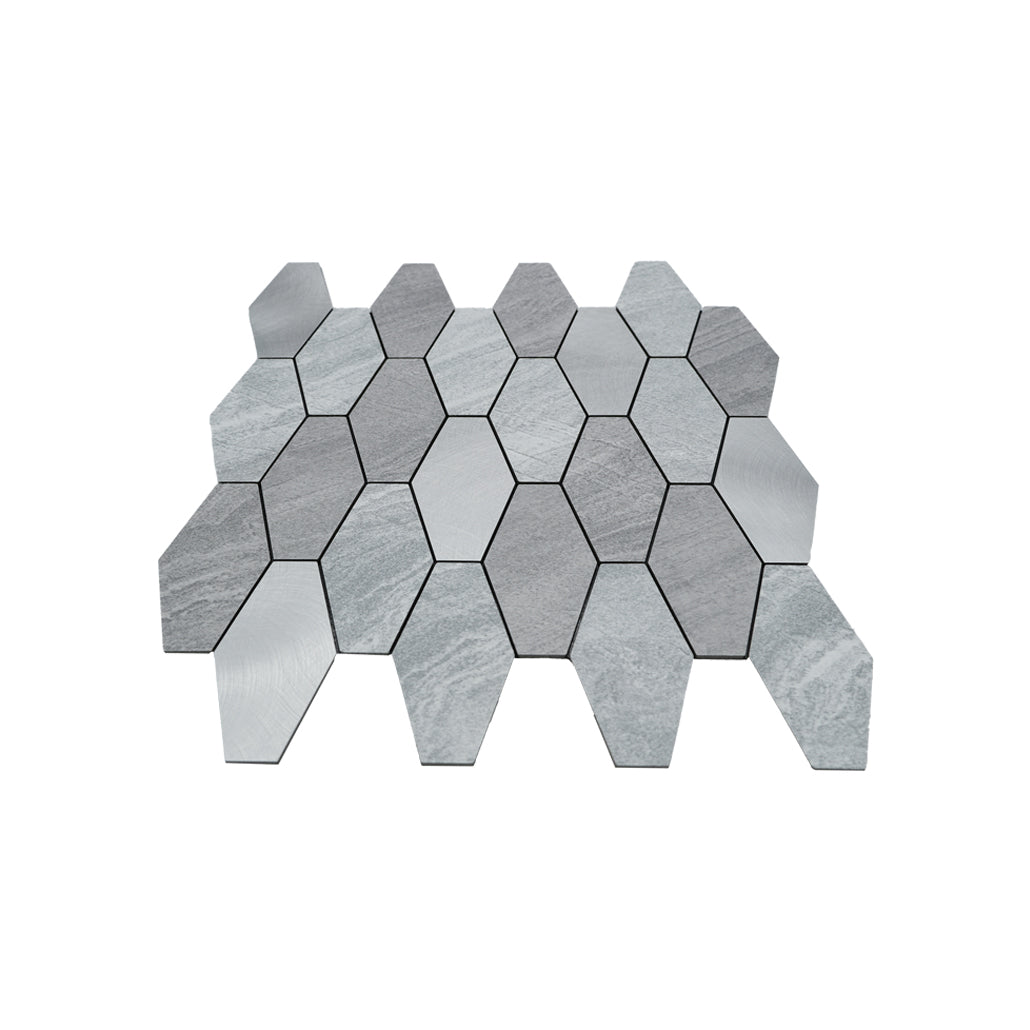 Panneau Mosaïque Autocollant | Picket Argent | 30×30 cm | Métal