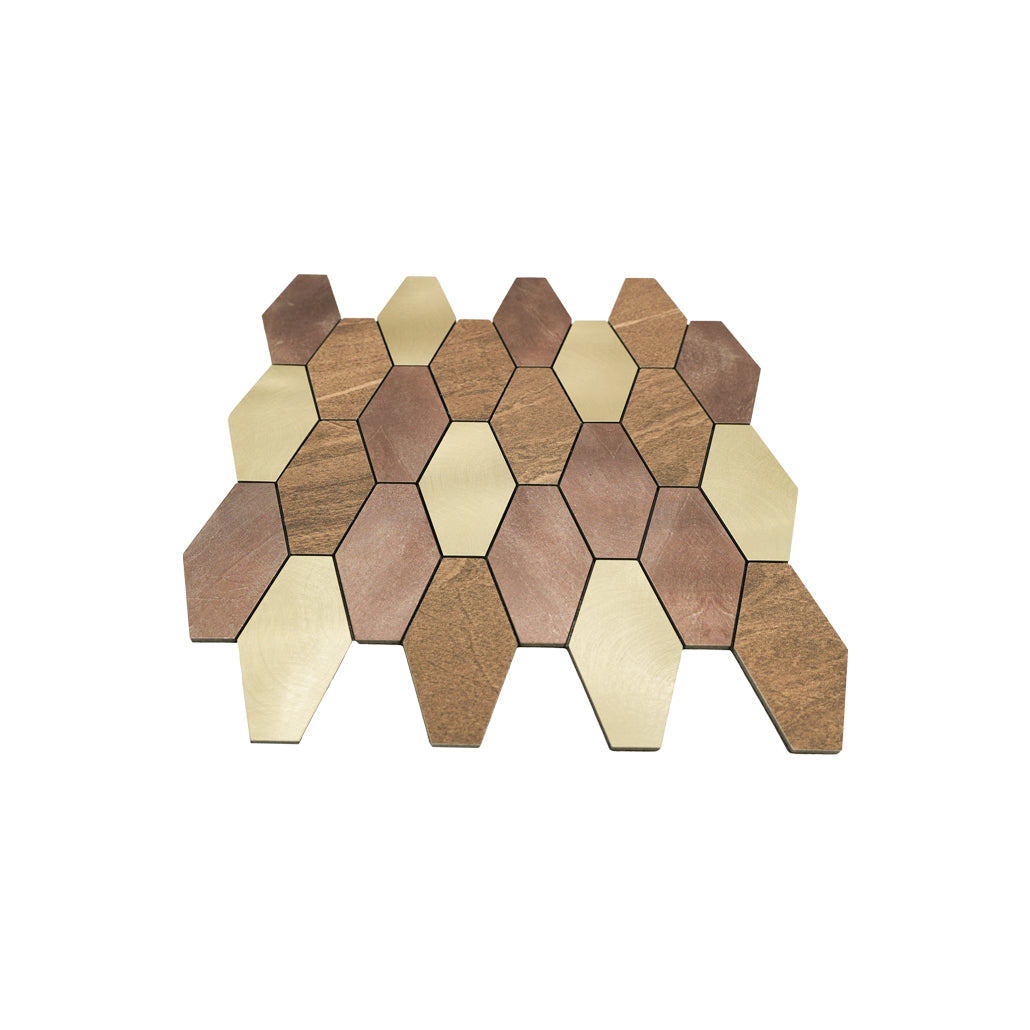 Panneau Mosaïque Autocollant | Picket Brun | 30×30 cm | Métal