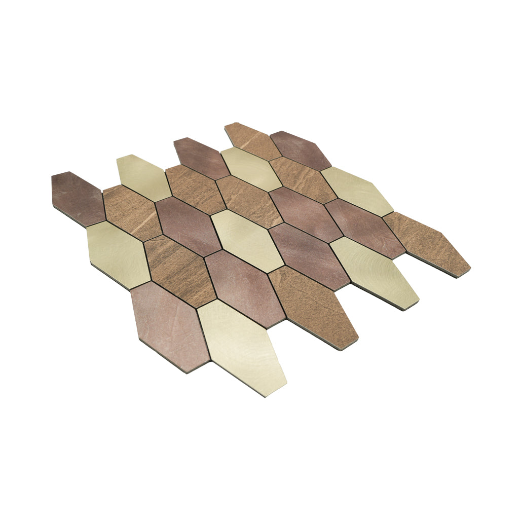 Panneau Mosaïque Autocollant | Picket Brun | 30×30 cm | Métal