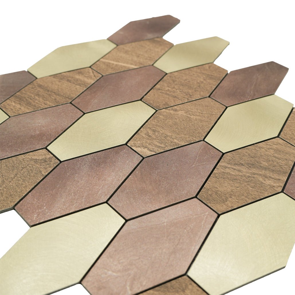 Panneau Mosaïque Autocollant | Picket Brun | 30×30 cm | Métal