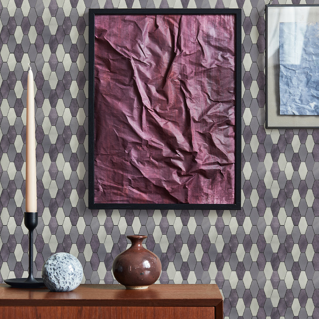 Panneau Mosaïque Autocollant | Picket Mauve | 30×30 cm | Métal