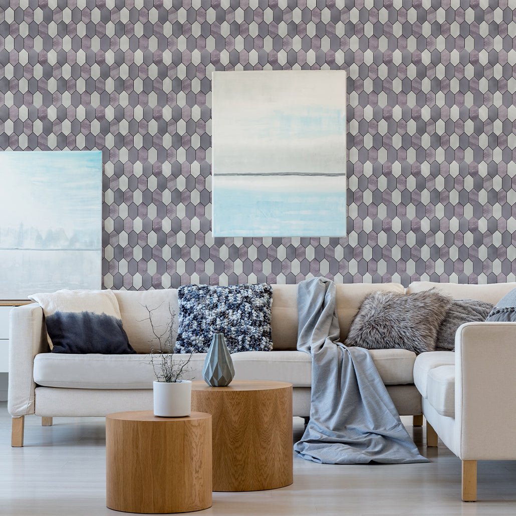 Panneau Mosaïque Autocollant | Picket Mauve | 30×30 cm | Métal