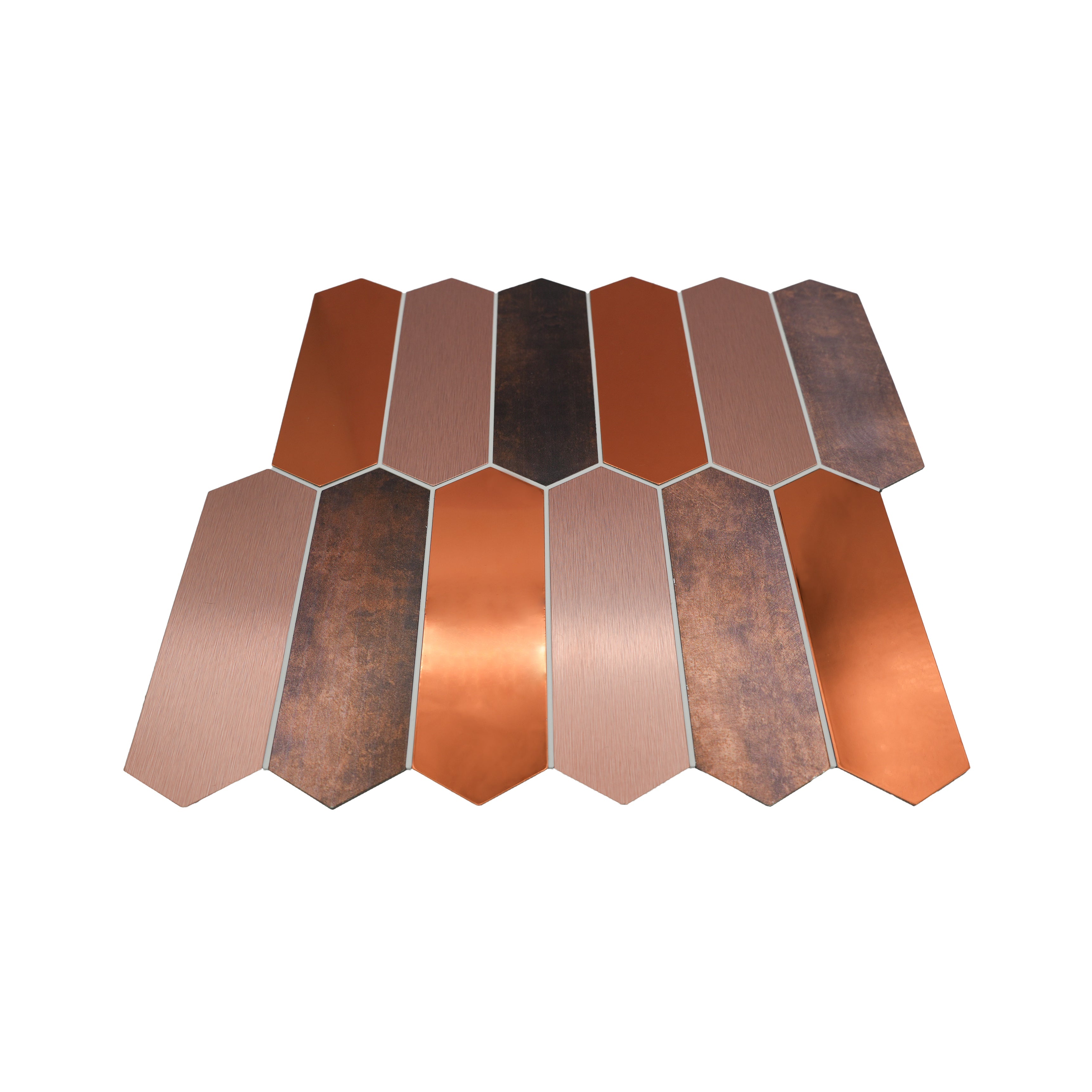 Panneau Mosaïque Autocollant | Picket Brun | 28,2×27,3 cm | Métal