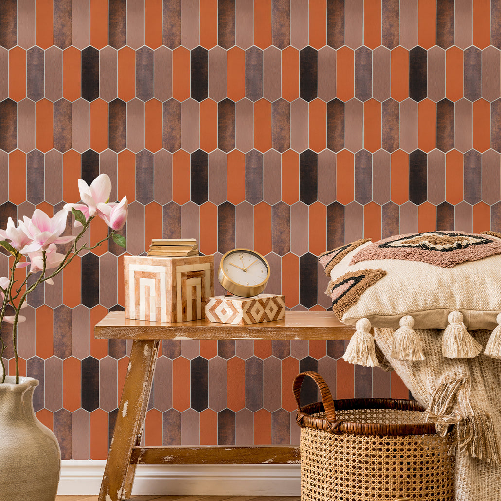 Panneau Mosaïque Autocollant | Picket Brun | 28,2×27,3 cm | Métal