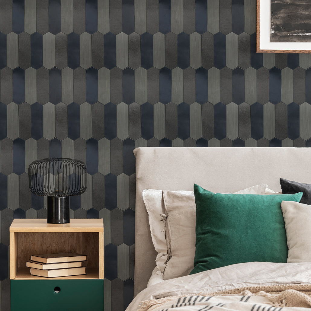 Panneau Mosaïque Autocollant | Picket Bleu | 28,2×27,3 cm | Métal