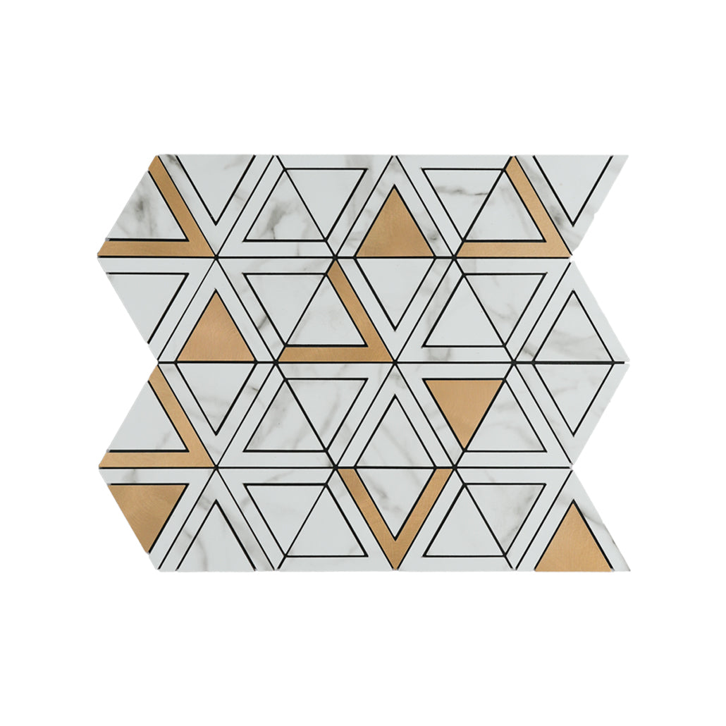 Panneau Mosaïque Autocollant | Triangle Or | 28,7×33,1 cm | Métal