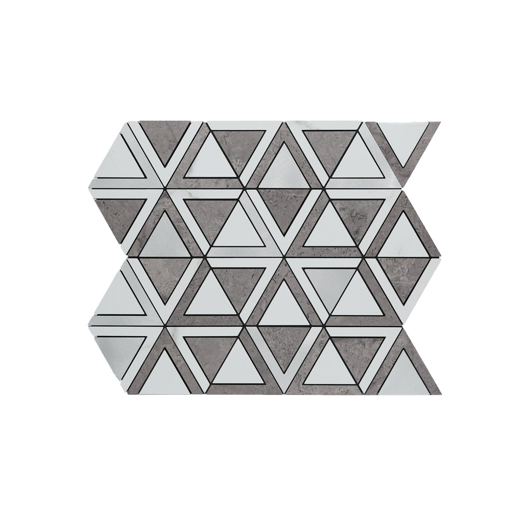 Panneau Mosaïque Autocollant | Triangle Gris | 28,7×33,1 cm | Métal