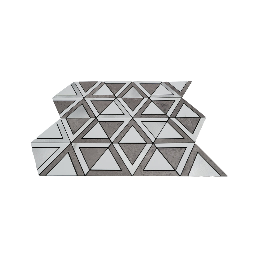 Panneau Mosaïque Autocollant | Triangle Gris | 28,7×33,1 cm | Métal