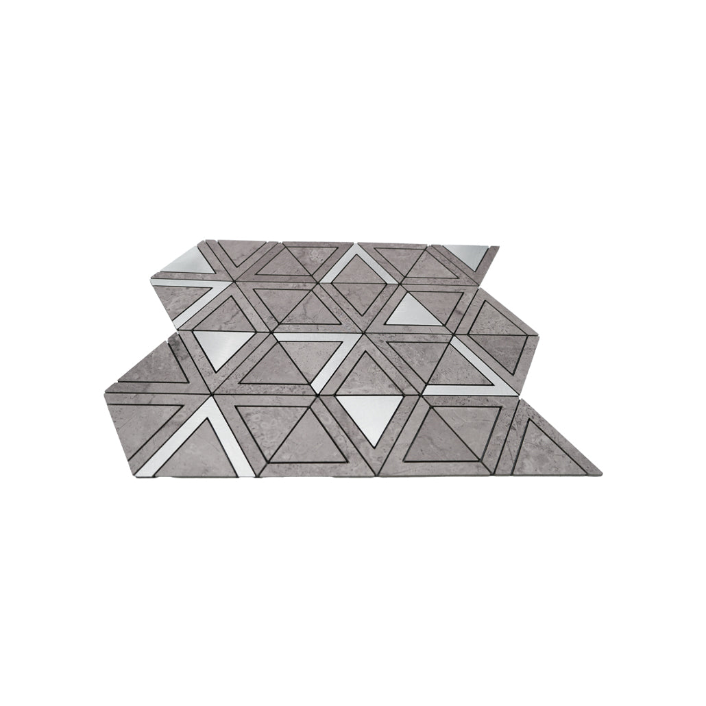 Panneau Mosaïque Autocollant | Triangle Gris | 28,7×33,1 cm | Métal