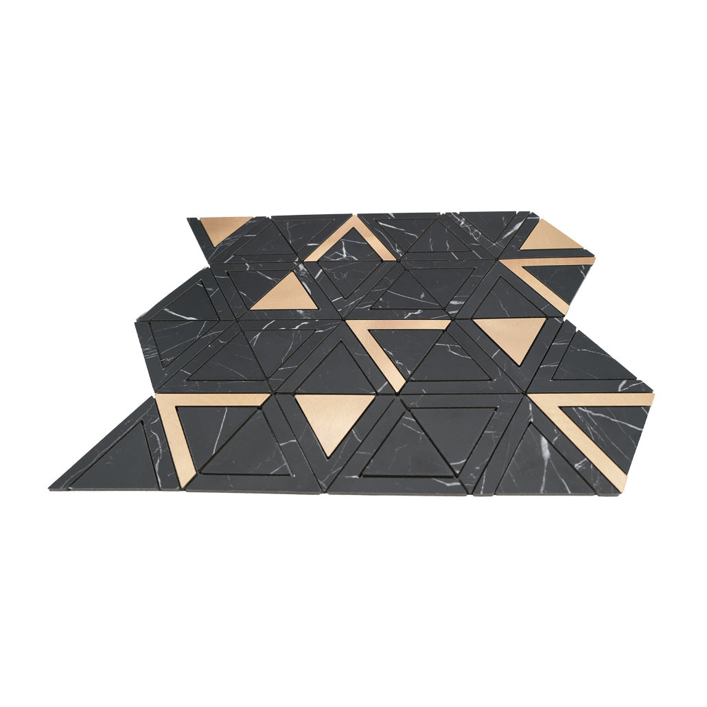 Panneau Mosaïque Autocollant | Triangle Noir | 28,7×33,1 cm | Métal