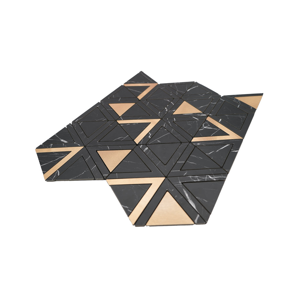 Panneau Mosaïque Autocollant | Triangle Noir | 28,7×33,1 cm | Métal