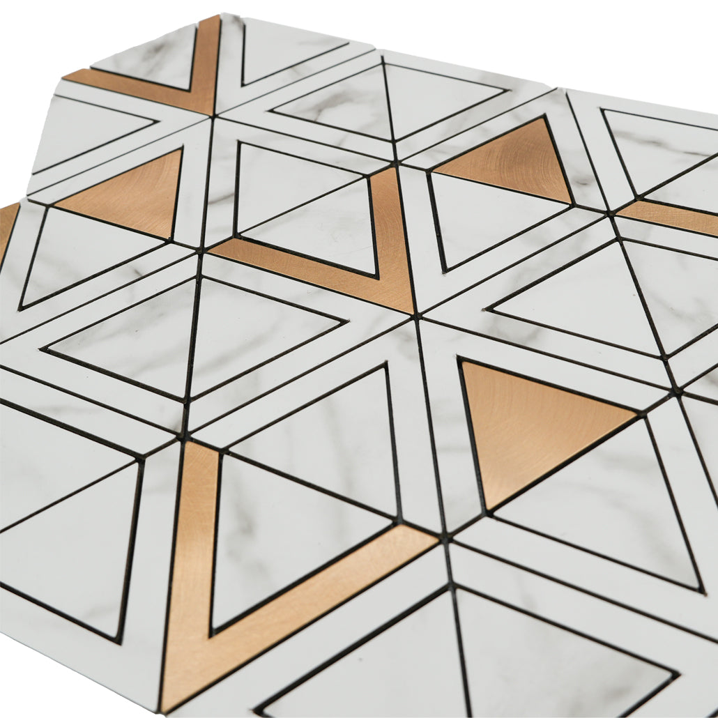 Panneau Mosaïque Autocollant | Triangle Or | 28,7×33,1 cm | Métal
