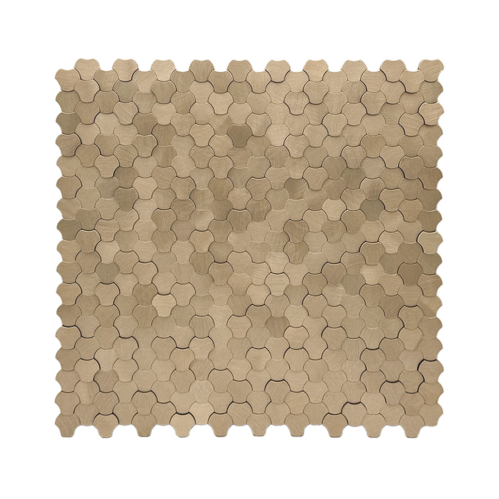 Panneau Mosaïque Autocollant | Trilobé 3D Champagne | 30,5×29,6 cm | Métal