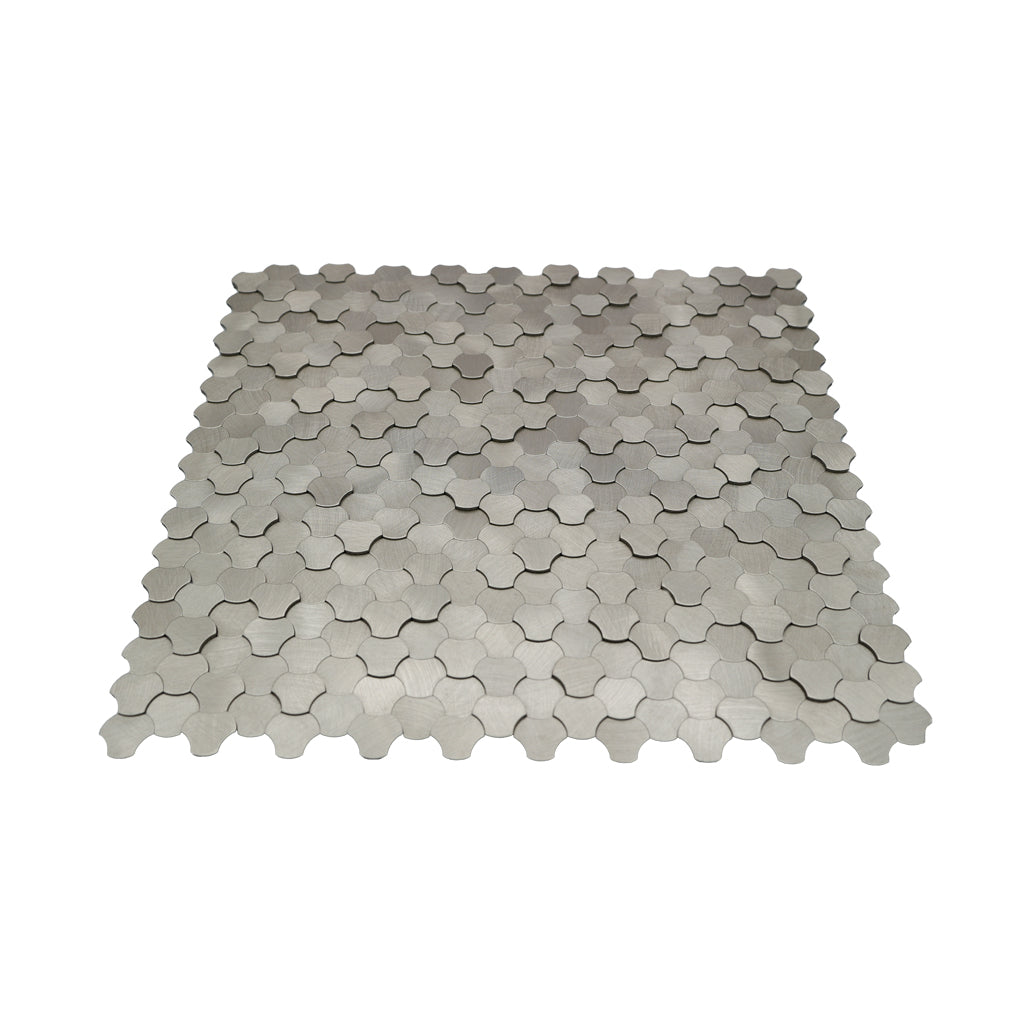 Panneau Mosaïque Autocollant | Trilobé 3D Argent | 30,5×29,6 cm | Métal