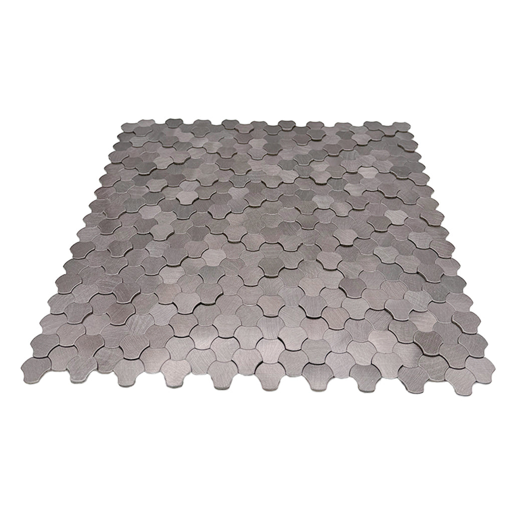 Panneau Mosaïque Autocollant | Trilobé 3D Anthracite | 30,5×29,6 cm | Métal