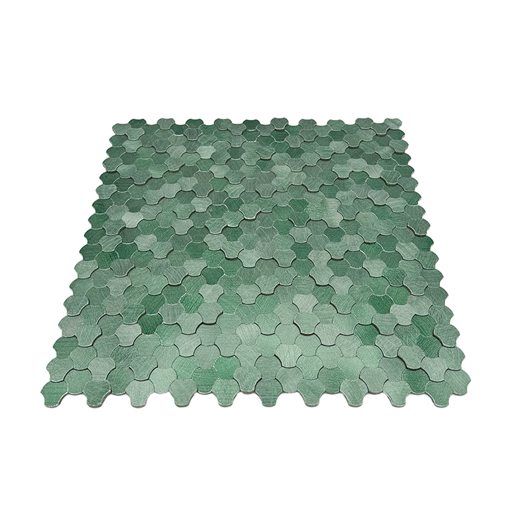 Panneau Mosaïque Autocollant | Trilobé 3D Vert foncé | 30,5×29,6 cm | Métal