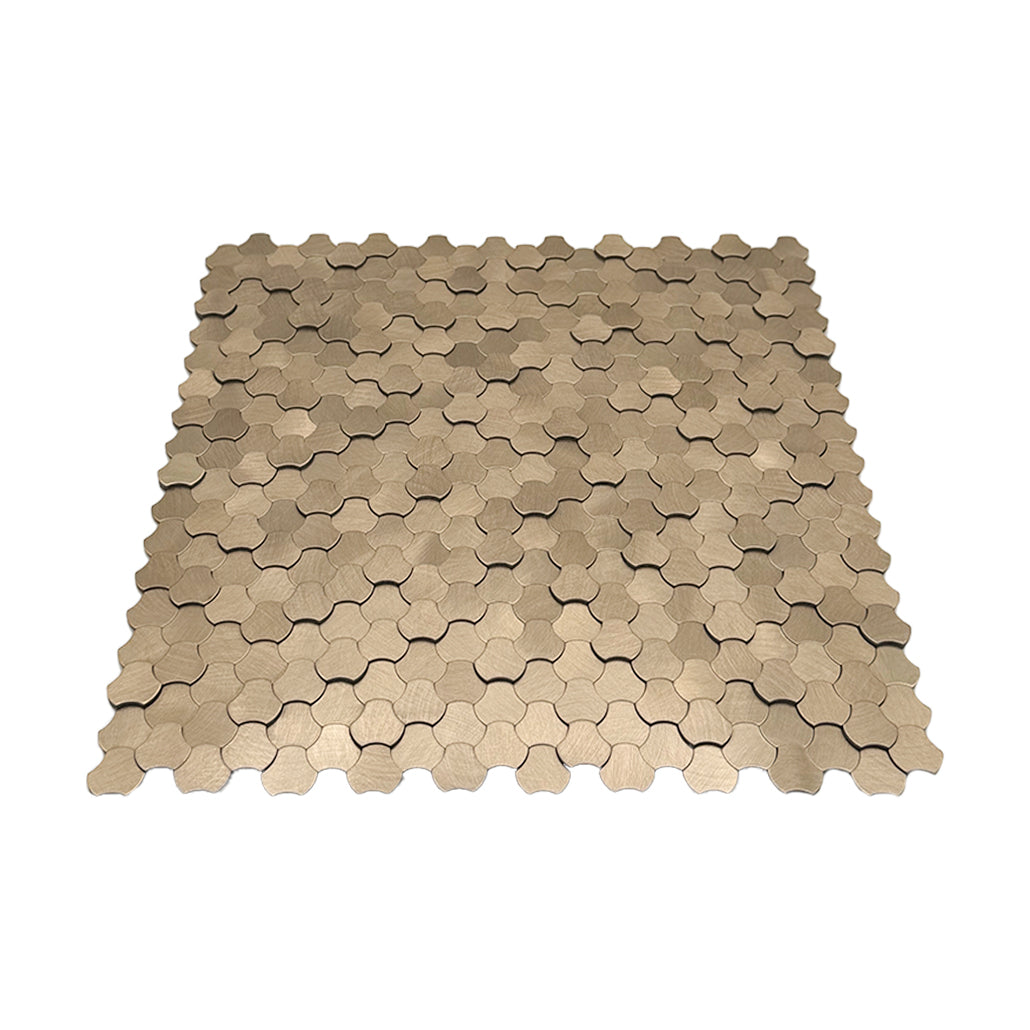 Panneau Mosaïque Autocollant | Trilobé 3D Champagne | 30,5×29,6 cm | Métal