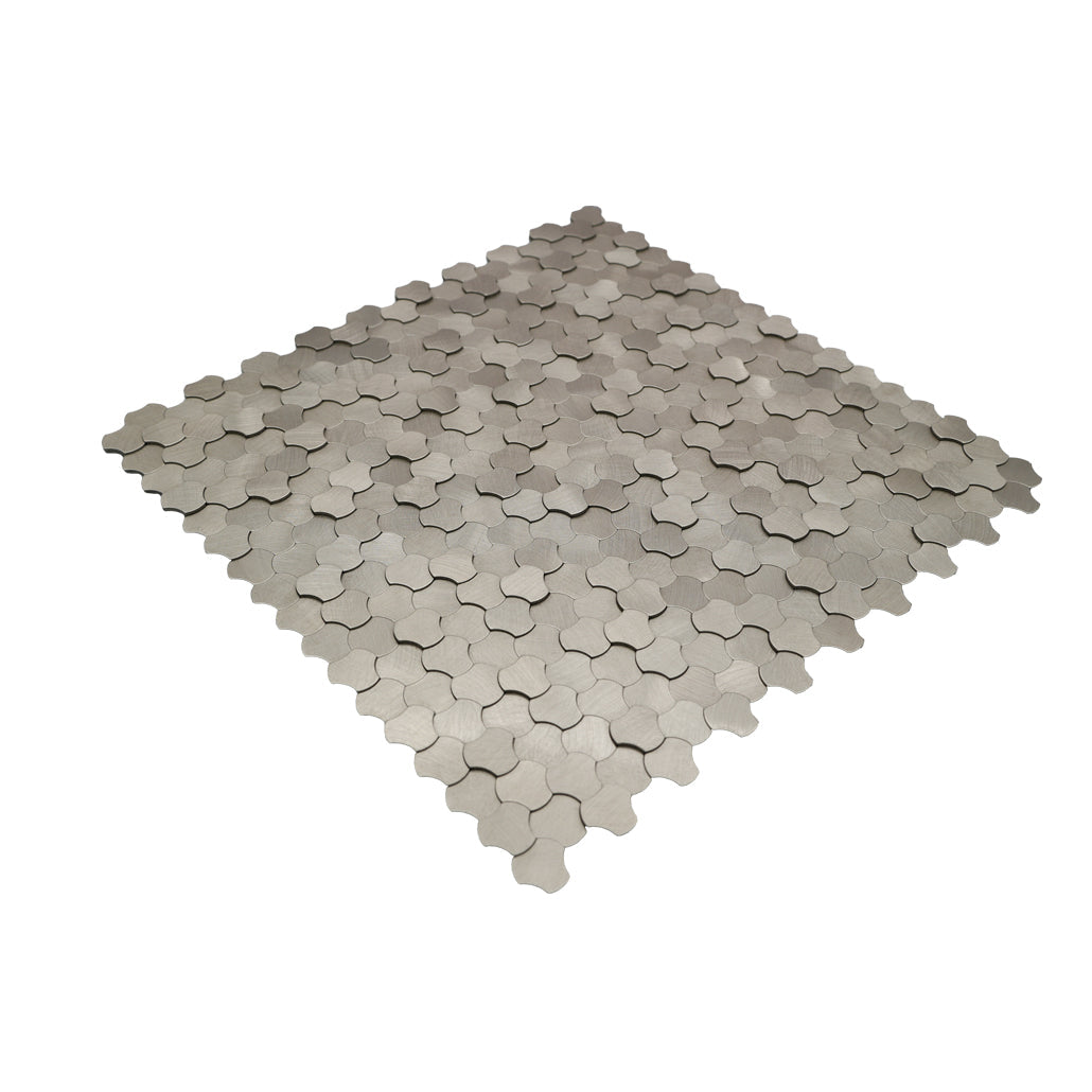 Panneau Mosaïque Autocollant | Trilobé 3D Argent | 30,5×29,6 cm | Métal