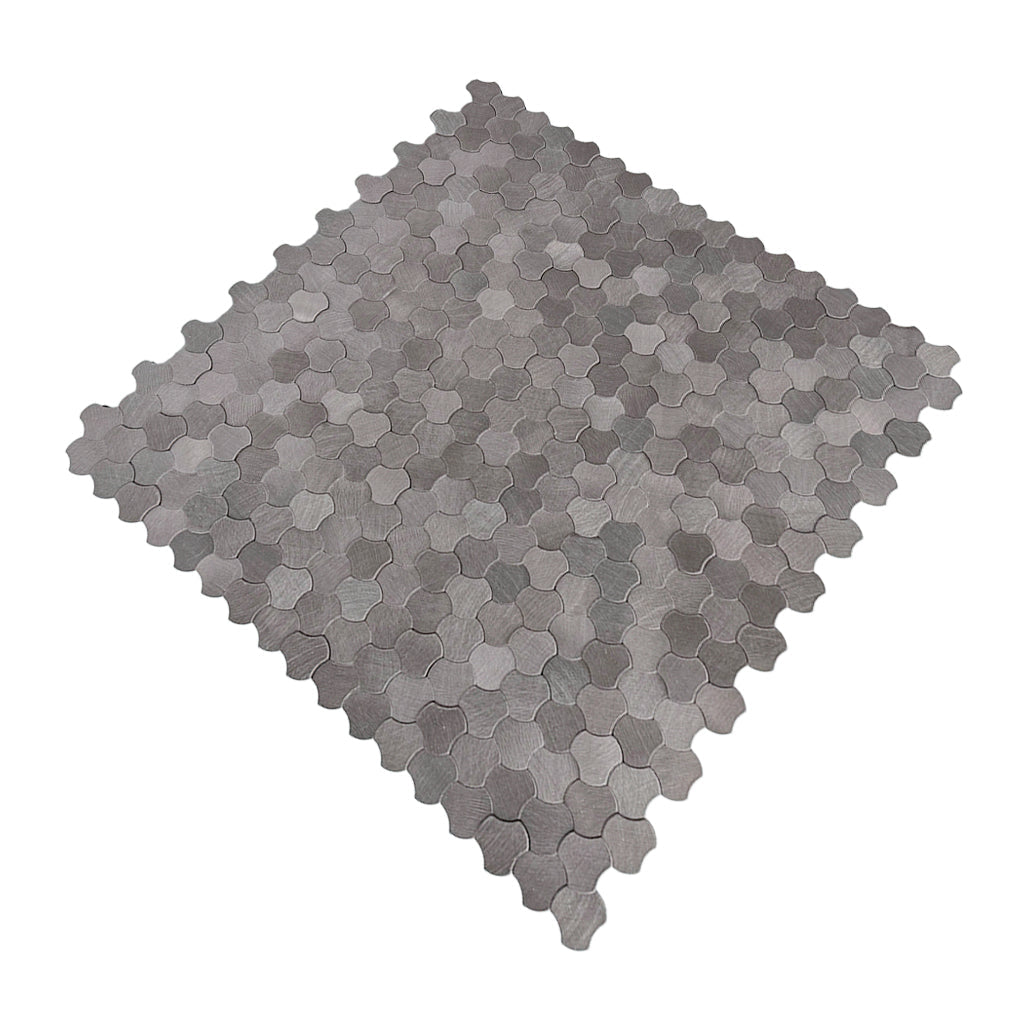 Panneau Mosaïque Autocollant | Trilobé 3D Anthracite | 30,5×29,6 cm | Métal