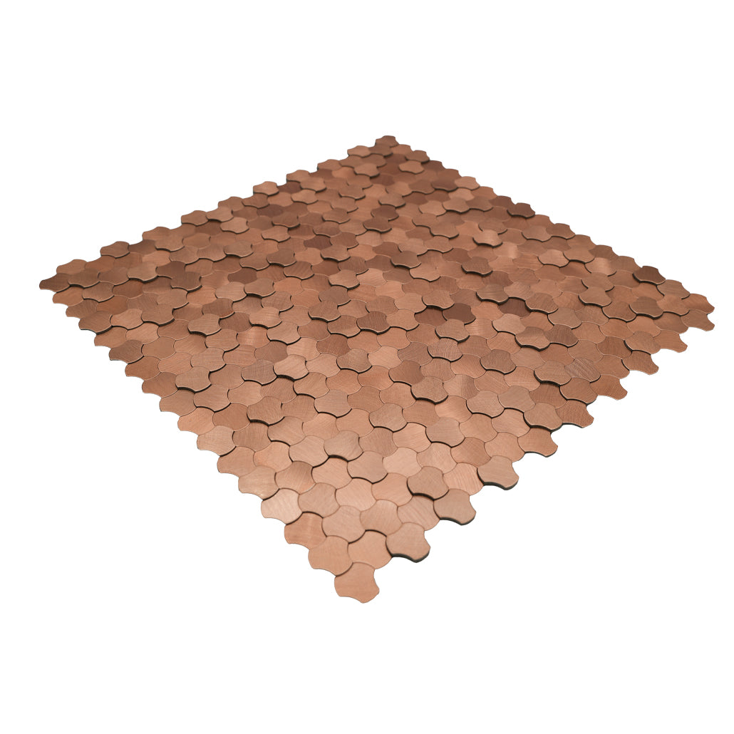 Panneau Mosaïque Autocollant | Trilobé 3D Cuivre | 30,5×29,6 cm | Métal