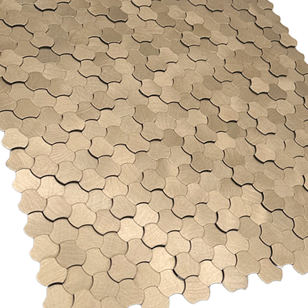 Panneau Mosaïque Autocollant | Trilobé 3D Champagne | 30,5×29,6 cm | Métal