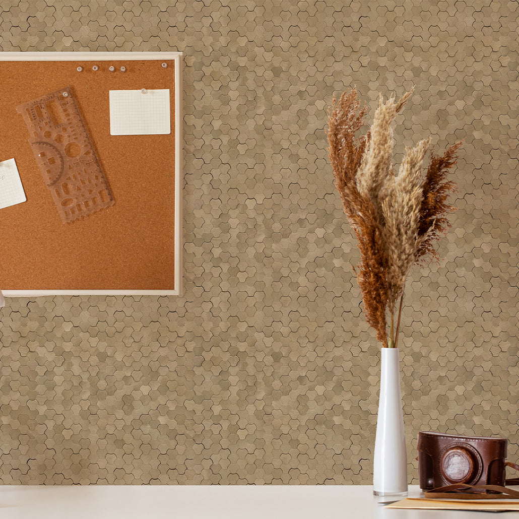 Panneau Mosaïque Autocollant | Trilobé 3D Champagne | 30,5×29,6 cm | Métal