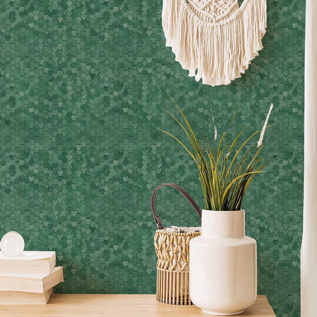 Panneau Mosaïque Autocollant | Trilobé 3D Vert foncé | 30,5×29,6 cm | Métal