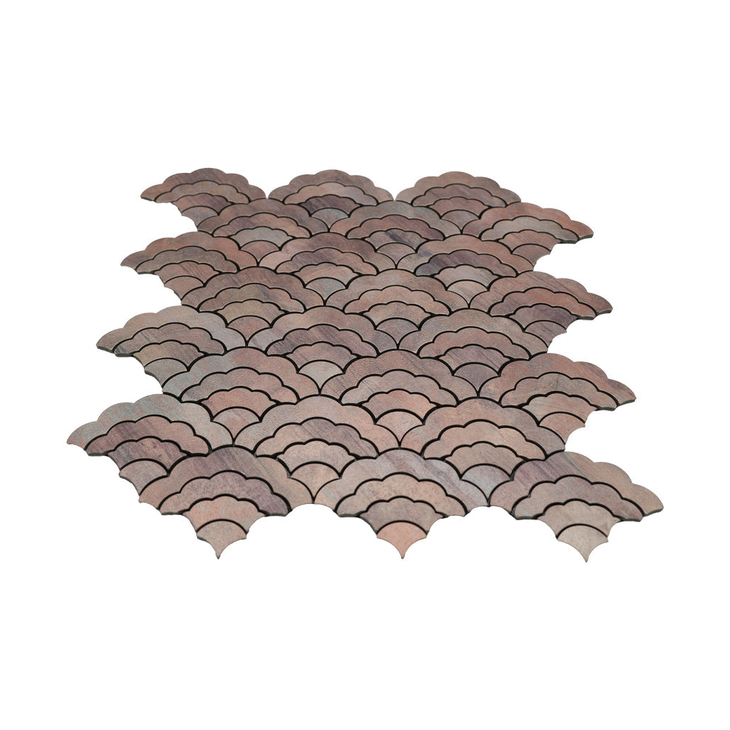 Panneau Mosaïque Autocollant | Éventail Mauve | 26,8×28,1 cm | Métal