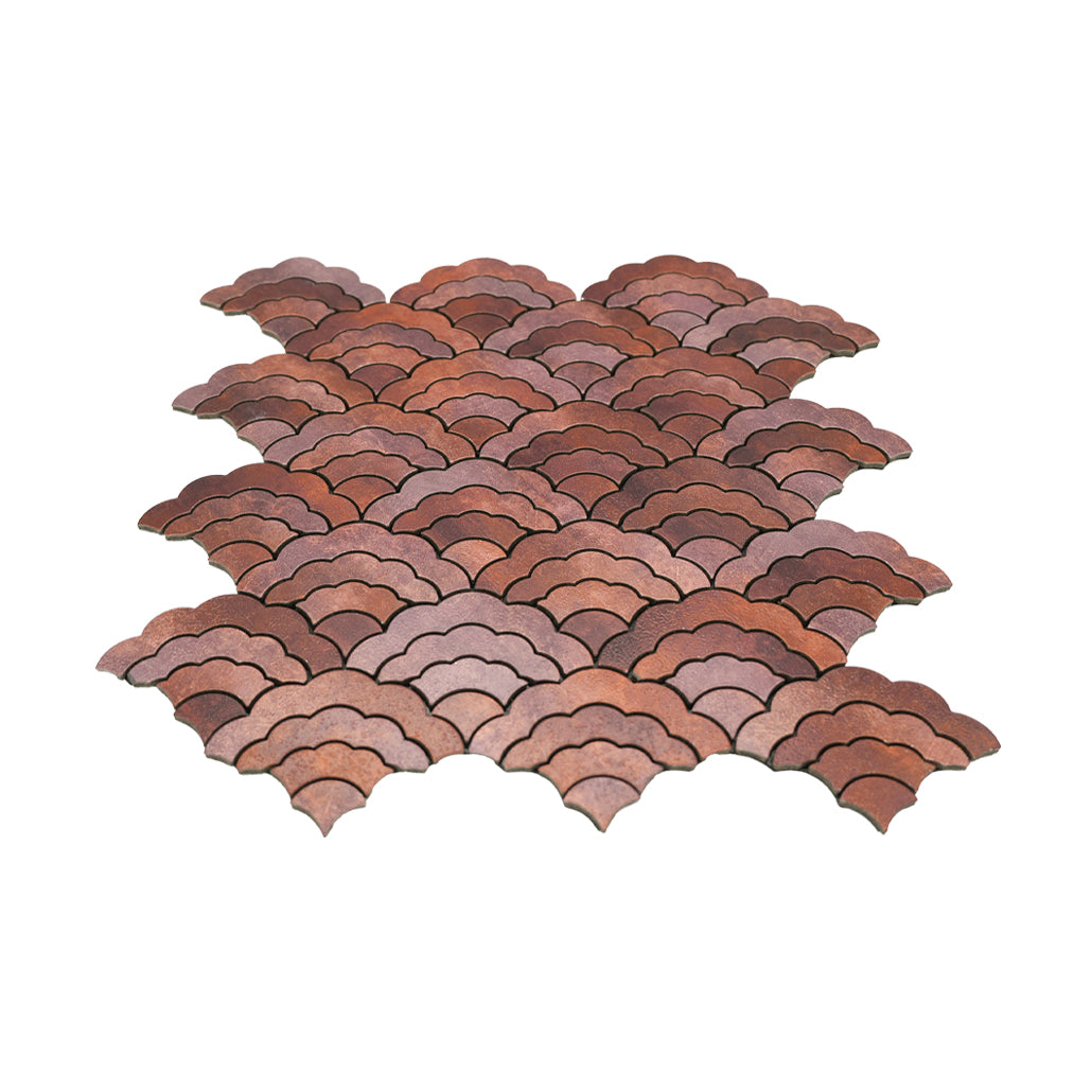 Panneau Mosaïque Autocollant | Éventail Cuivre | 26,8×28,1 cm | Métal
