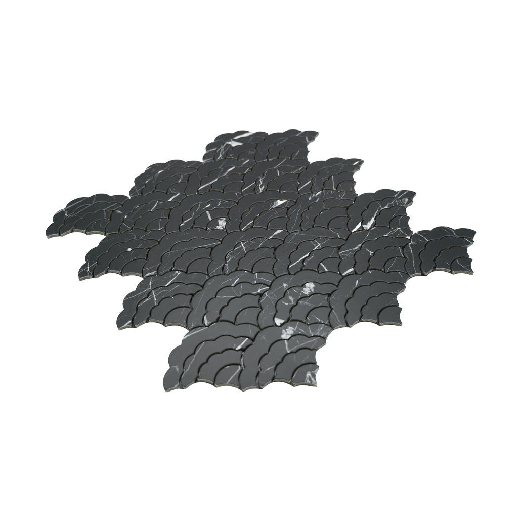 Panneau Mosaïque Autocollant | Éventail Noir | 26,8×28,1 cm | Métal