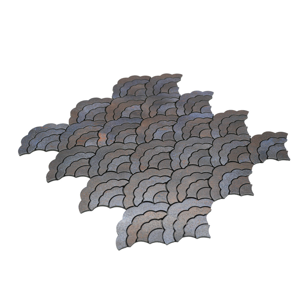 Panneau Mosaïque Autocollant | Éventail Anthracite | 26,8×28,1 cm | Métal