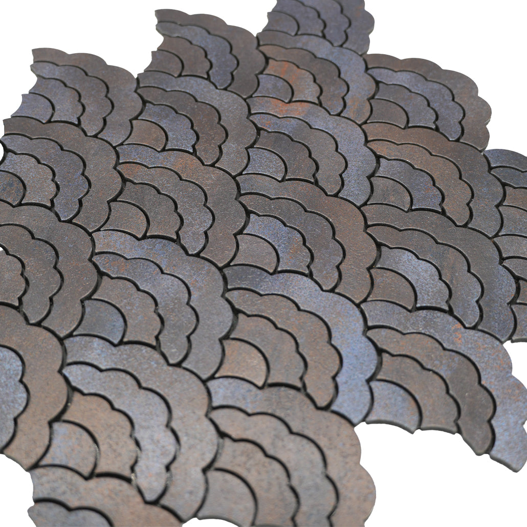 Panneau Mosaïque Autocollant | Éventail Anthracite | 26,8×28,1 cm | Métal