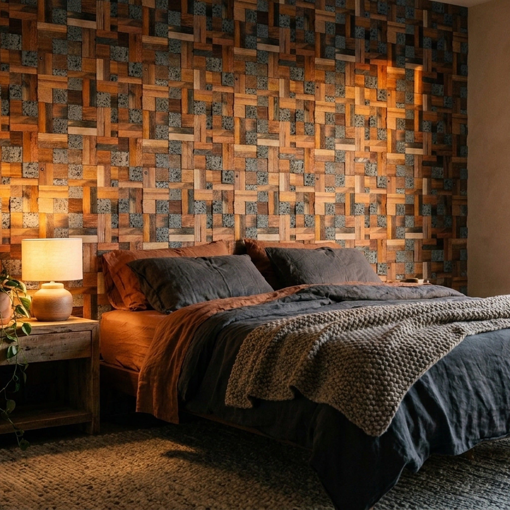 Panneau Bois Décoratif Mural | Lava Mix | 30×30 cm